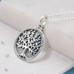 Sterling Silver Tree of Life Self-Fill Urn Pendant with Crystal Halo