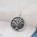 Sterling Silver Tree of Life Self-Fill Urn Pendant with Crystal Halo