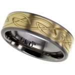 Titanium Celtic Knot Ring Featuring a 5mm 18k Yellow Gold Inlay