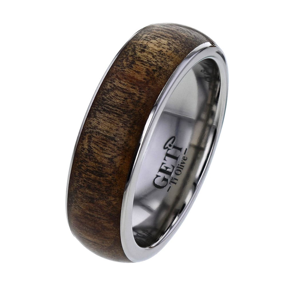 'Natures Love' Olive Wood Titanium Ring