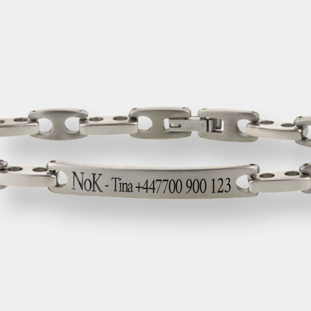 In Case of Emergency, Titanium ID Bracelet