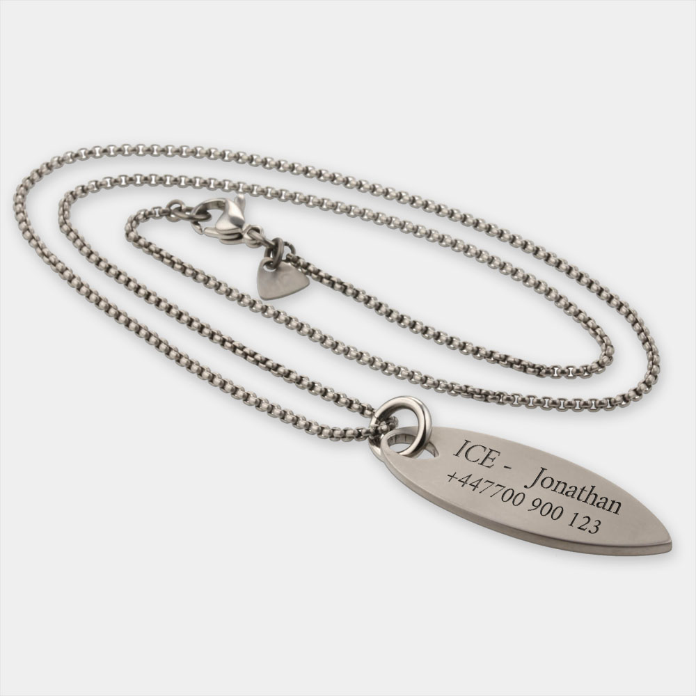 In Case of Emergency, Titanium Surfboard Pendant Pendant