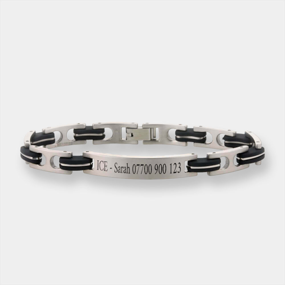 In Case of Emergency, Titanium and Black ID Bracelet