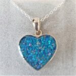 Silver Inlaid Crystagem Heart Memorial Pendant