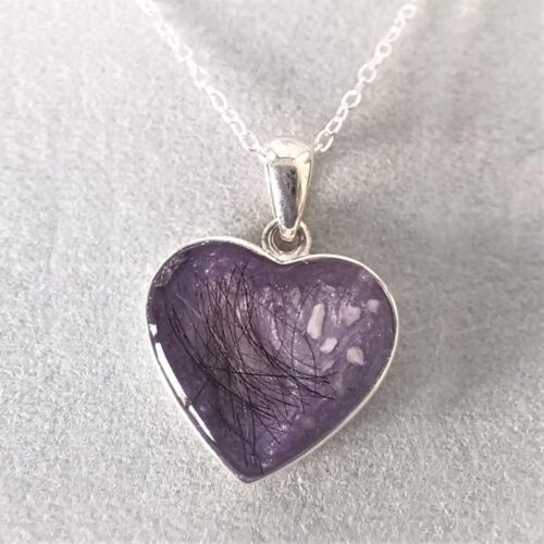 Silver Inlaid Crystagem Heart Memorial Pendant