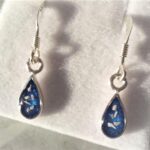 Silver Inlaid Teardrop Memorial Earrings