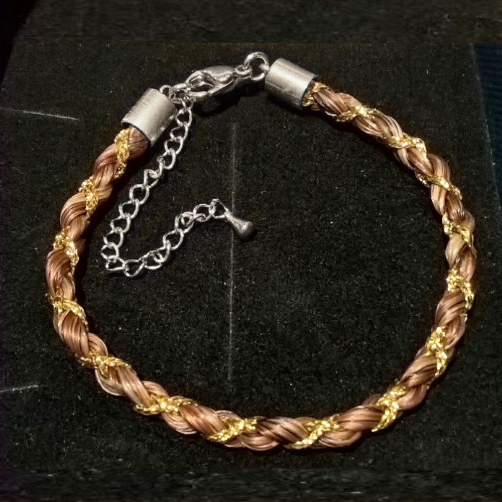 Braided Horse Hair Bracelet with Coloured Thread