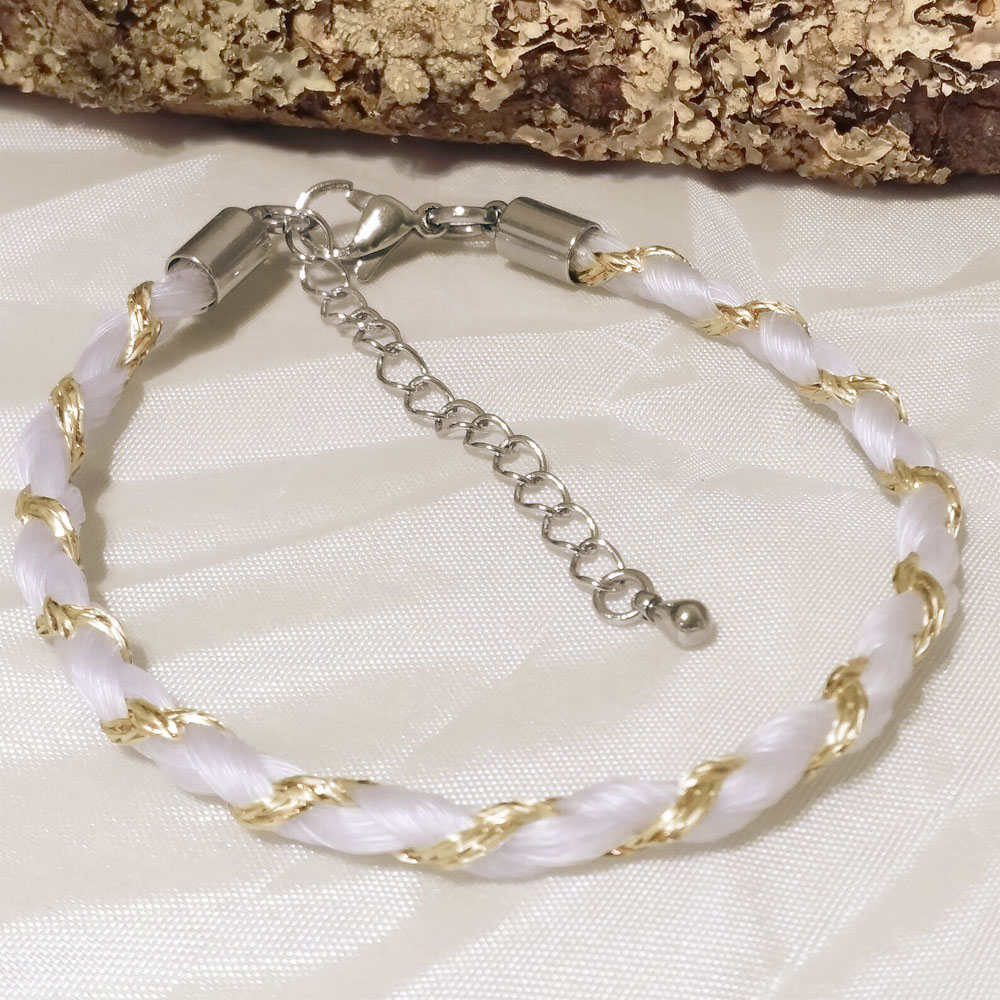 Braided Horse Hair Bracelet with Coloured Thread