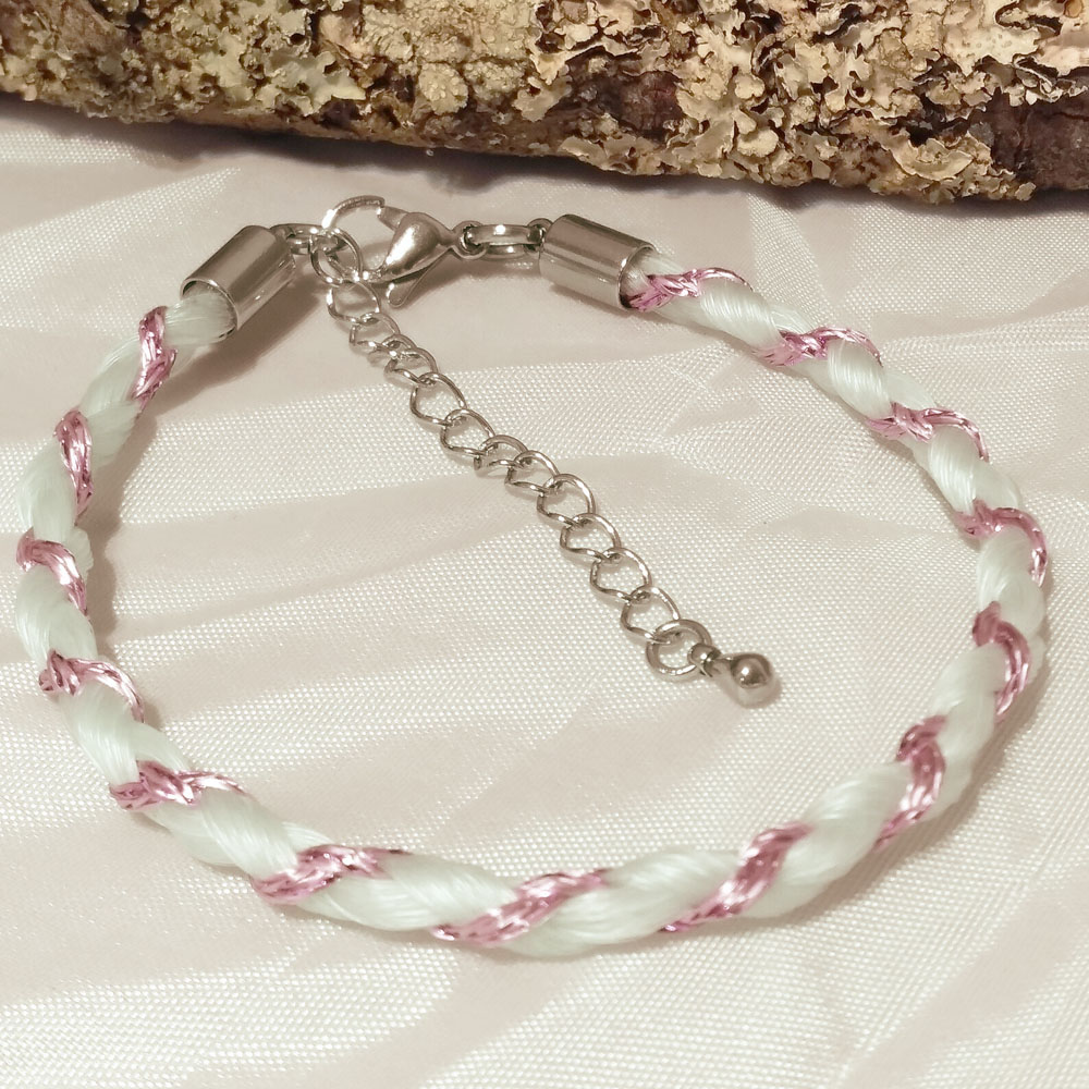 Braided Horse Hair Bracelet with Coloured Thread