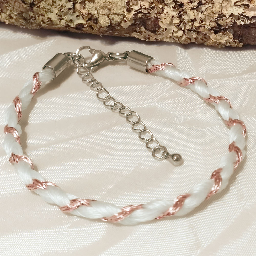 Braided Horse Hair Bracelet with Coloured Thread