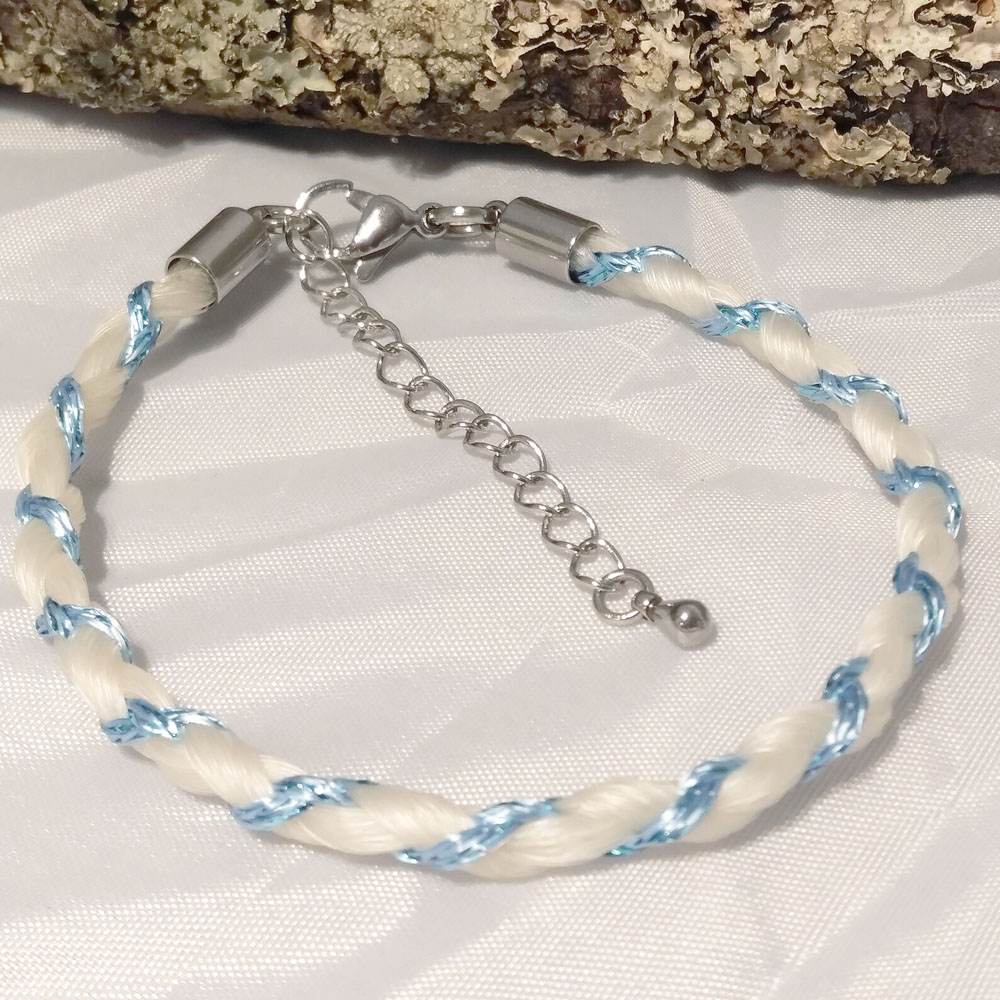 Braided Horse Hair Bracelet with Coloured Thread