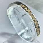 Heavy Solid Sterling Silver Cuff Bracelet With Inlay Of Braided Horse Hair