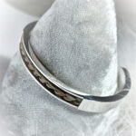 Heavy Solid Sterling Silver Cuff Bracelet With Inlay Of Braided Horse Hair