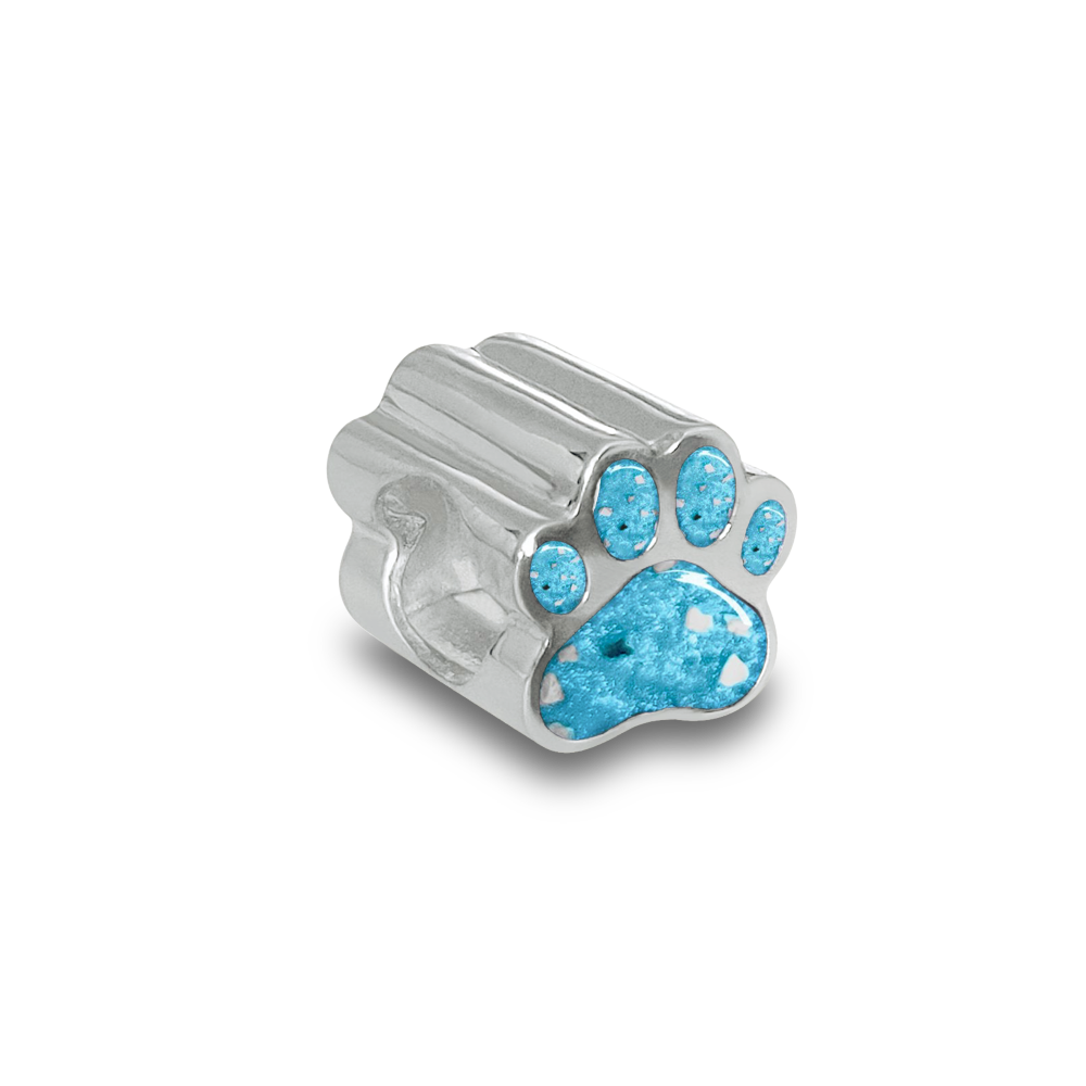 Memorial Pet Paw Charm Bead for Cremation Ashes or Hair