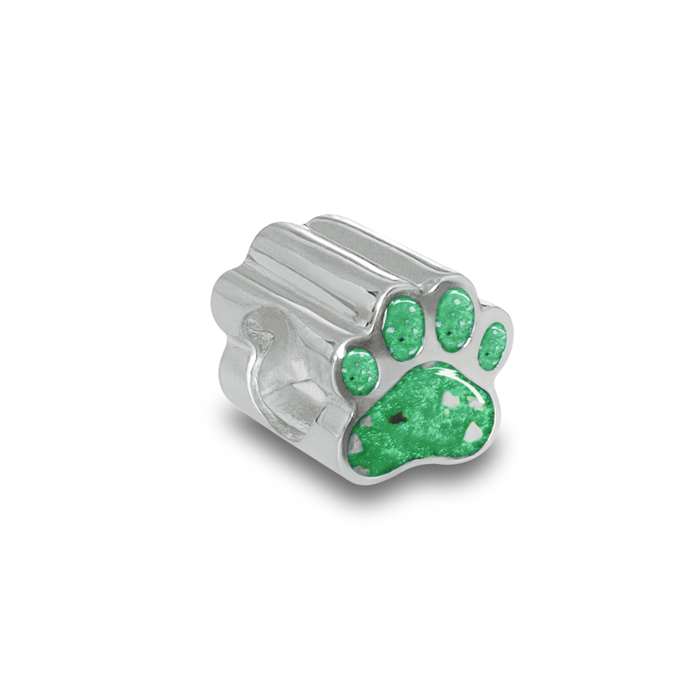 Memorial Pet Paw Charm Bead for Cremation Ashes or Hair