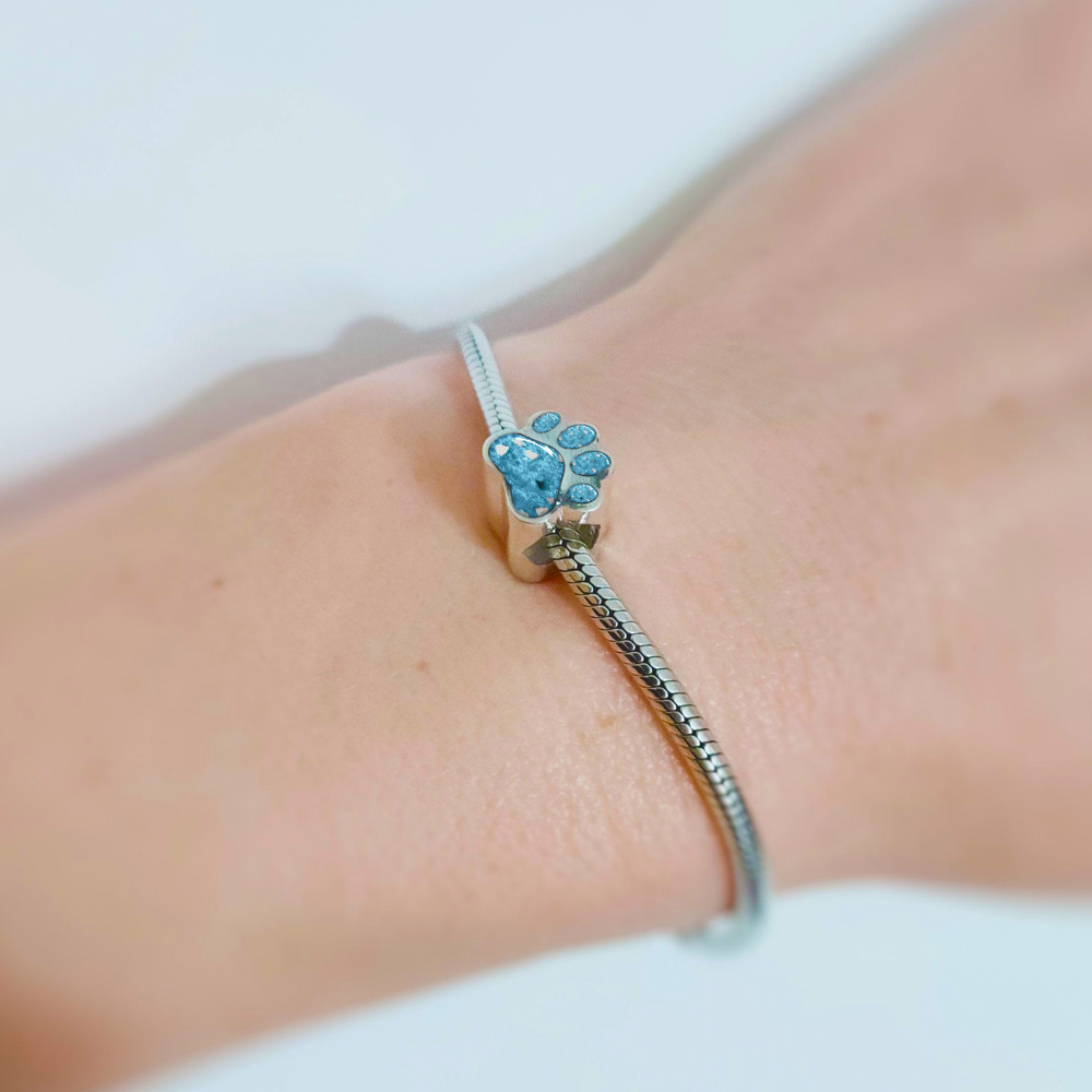 Memorial Pet Paw Charm Bead for Cremation Ashes or Hair