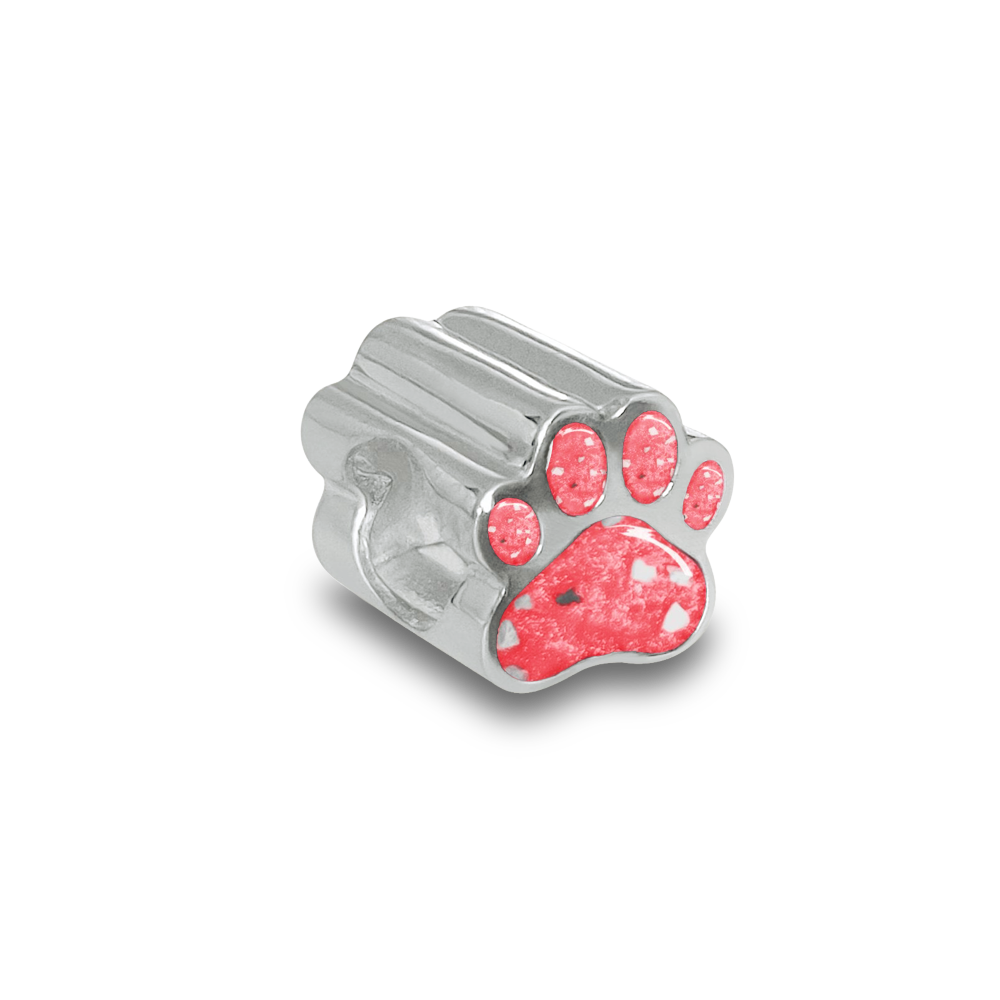 Memorial Pet Paw Charm Bead for Cremation Ashes or Hair