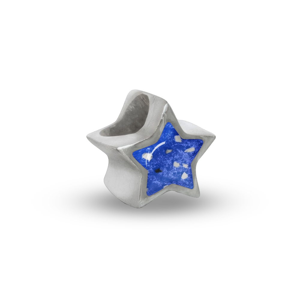 Memorial Star Charm Bead for Cremation Ashes or Hair