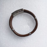 Two-Strand Leather Bracelet for Ashes or Hair in Heart Stainless Steel Clasp