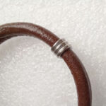 Two-Strand Leather Bracelet for Ashes or Hair in Heart Stainless Steel Clasp