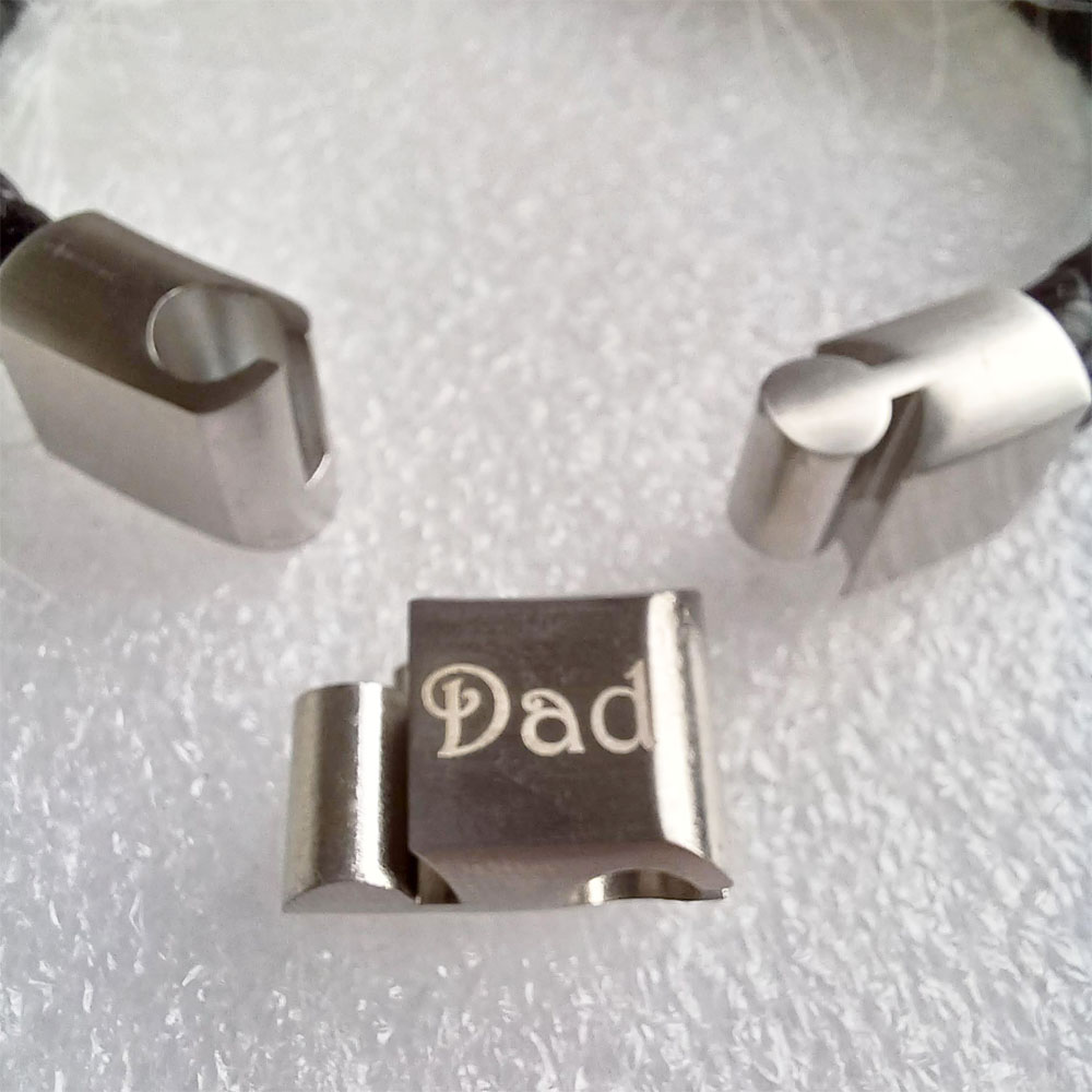 Two-Strand Leather Bracelet for Ashes or Hair in Heart Stainless Steel Clasp