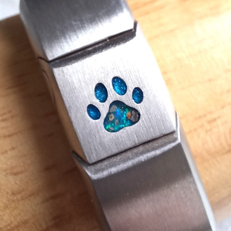 Two-Strand Leather Bracelet for Ashes or Hair in Paw Print Stainless Steel Clasp