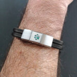 Two-Strand Leather Bracelet for Ashes or Hair in Paw Print Stainless Steel Clasp