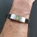 Two-Strand Leather Bracelet for Ashes or Hair in Rectangle Stainless Steel Clasp