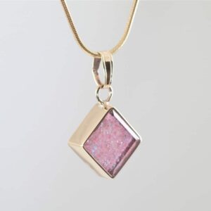Crystal Square Necklace Gold Pink 1000