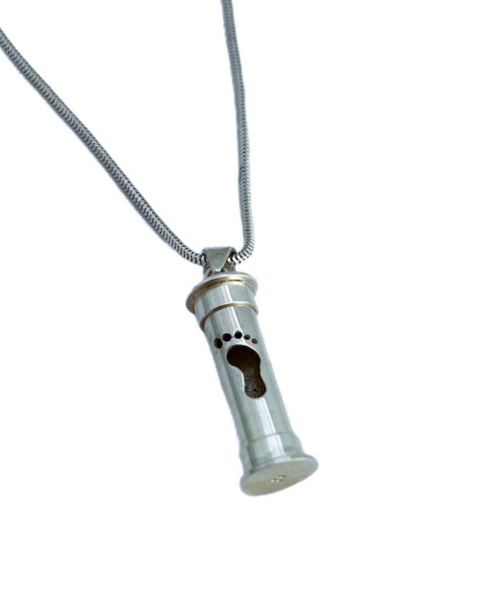 Silver Footprint Memory Pendant Capsule