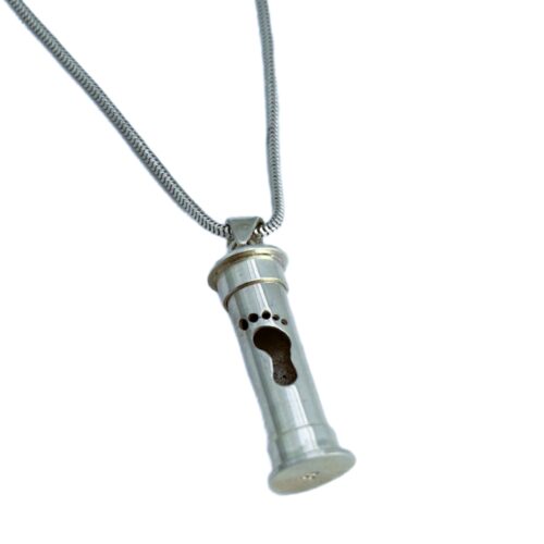 Silver Footprint Memory Pendant Capsule
