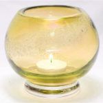 Ashes in Crystal Glass Tealight Candle Holder, Solid Colour, Spiral Ash