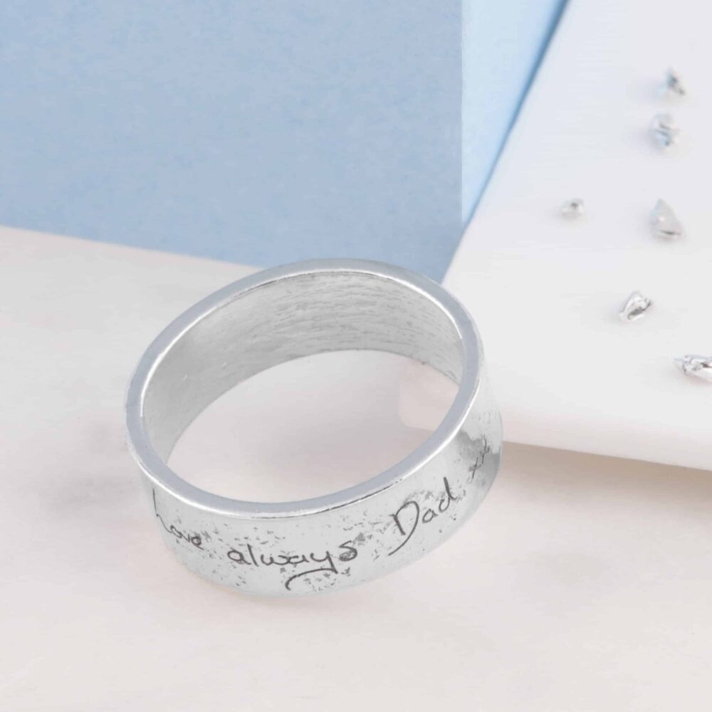 Silver Memorial Handwriting Ring
