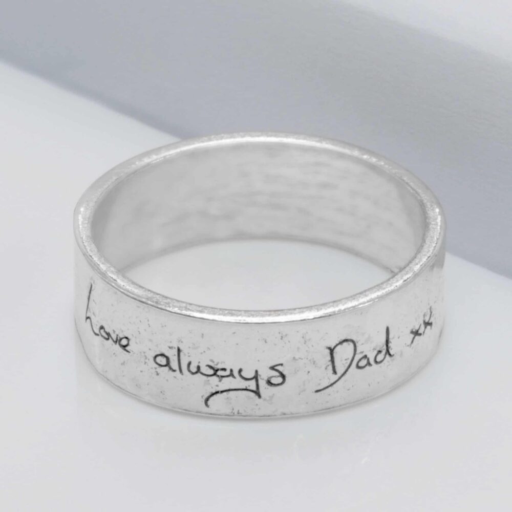 Silver Memorial Handwriting Ring