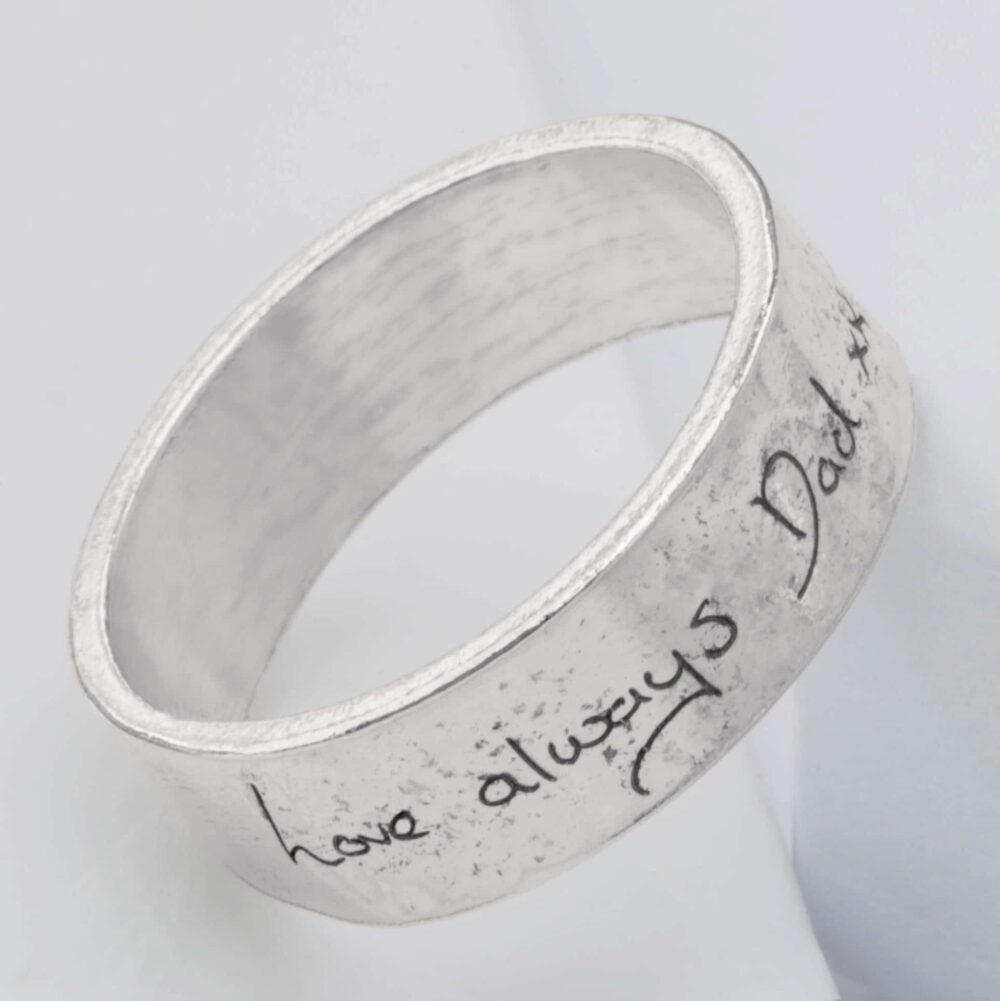 Silver Memorial Handwriting Ring