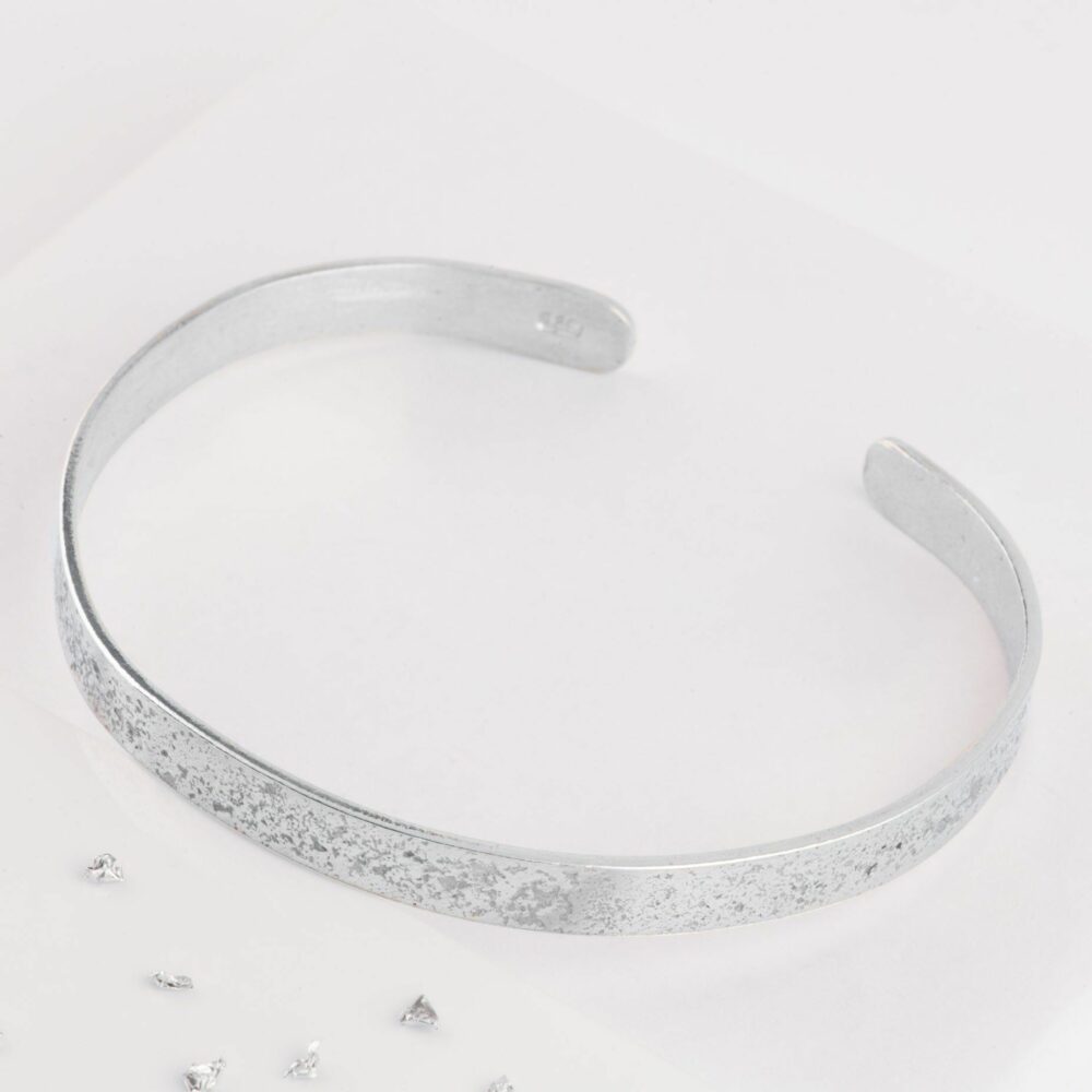 Silver Memorial Handwriting Torque Bangle