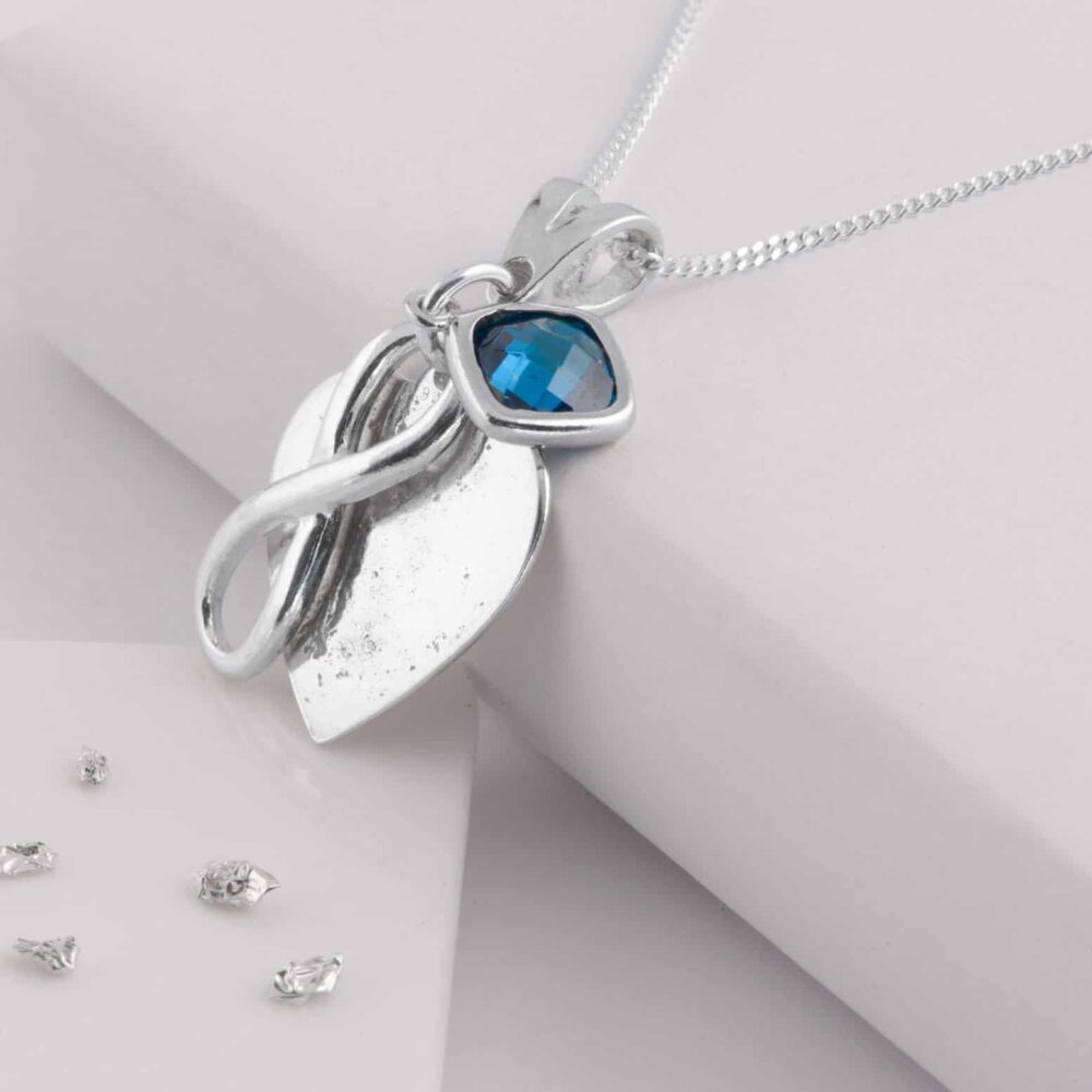 Birthstone Heart Pendant with Infinity Knot