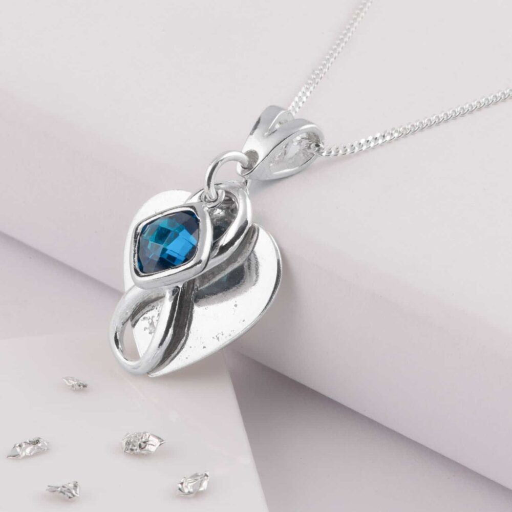 Birthstone Heart Pendant with Infinity Knot