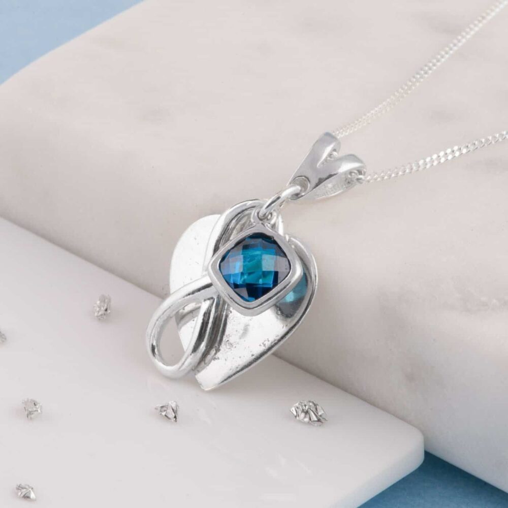 Birthstone Heart Pendant with Infinity Knot