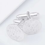 Silver Ashes Imprinted Memorial Circular Cufflinks