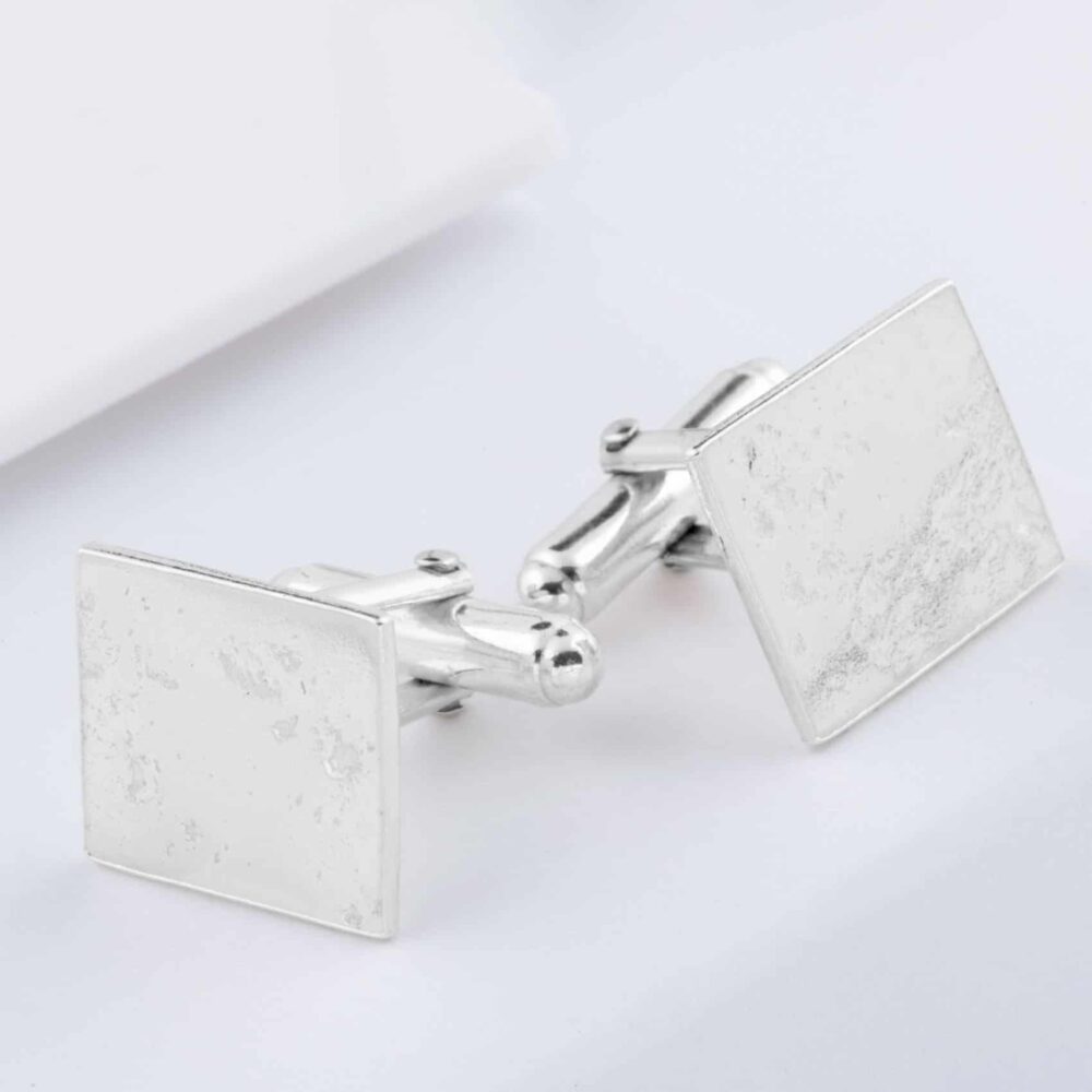 Silver Memorial Ashes Imprint Cufflinks, Rectangular.