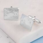 Silver Memorial Ashes Imprint Cufflinks, Rectangular.