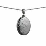 Silver Handmade Oval Full Hand Engraved Memorial Locket. 35x26mm