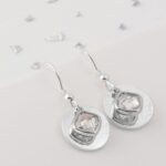 Ash Imprinted Silver Birthstone Memorial Earrings