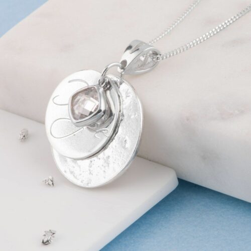 Ashes or Hair Memorial Hope Engraved Birthstone Pendant
