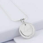 Ashes Imprinted Silver Disc Love Pendant