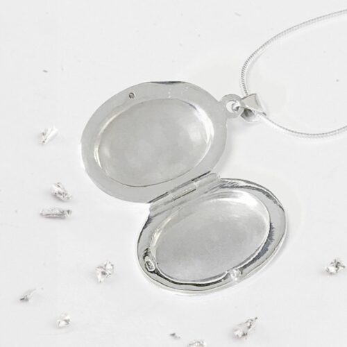 Sterling Silver Crystarosin Oval Inlaid Memorial Locket
