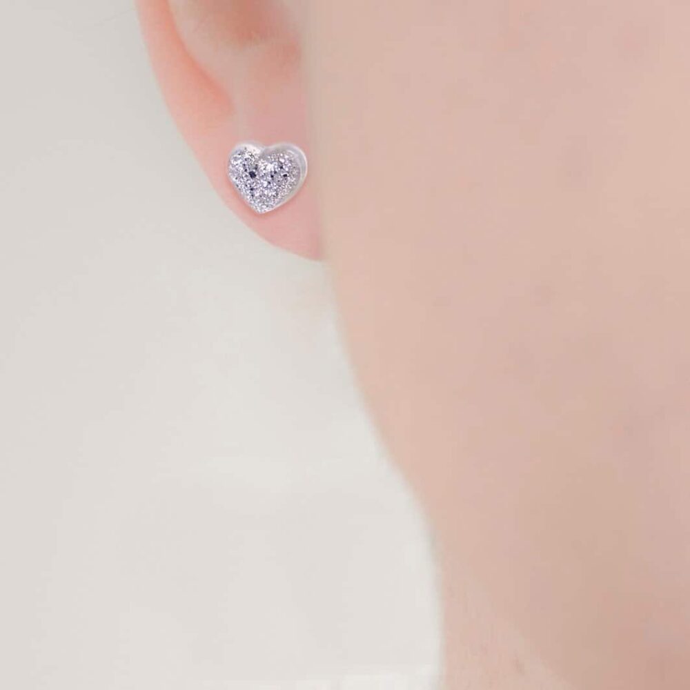 Silver Crystarosin Heart Earrings