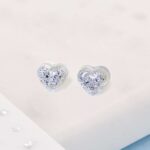 Silver Crystarosin Heart Earrings