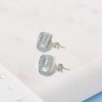 Silver Crystarosin Heart Earrings
